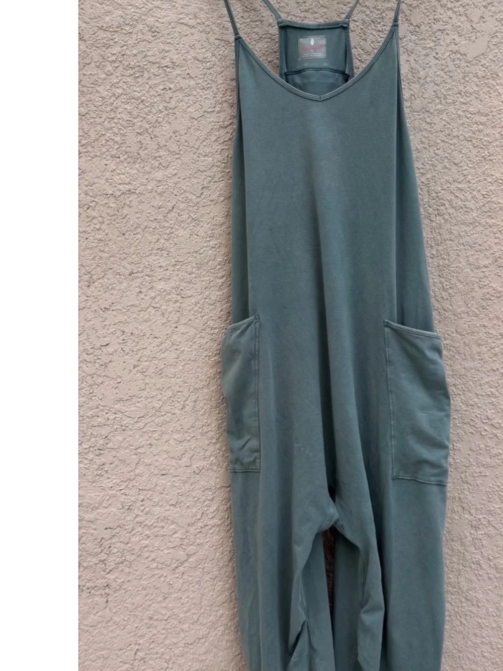 Free People Washed Sage Green Relaxed Harem Jumpsuit